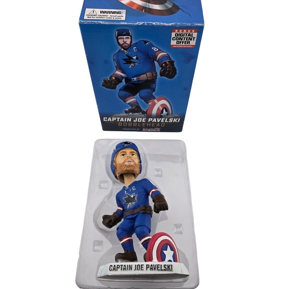Captain Joe Pavelski Bobblehead‎ Marvel x Sharks 2018 NIB